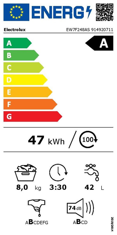 Electrolux EW7F248AS PerfectCare fehér, elöltöltős, max.1400ford., 8 kg, mosógép