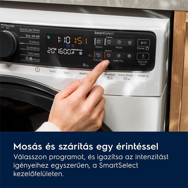 Electrolux EW7W5697QE SteamCare fehér, elöltöltős, max.1600ford., 9 kg/5 kg, mosó-szárítógép