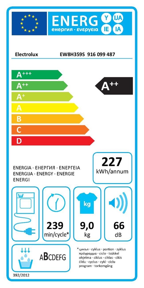 Electrolux EW8H359S fehér, 9 kg, hőszivattyús, szárítógép