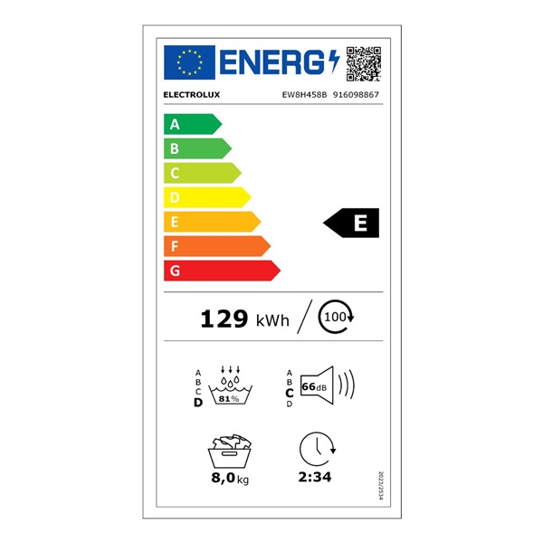 Electrolux EW8H458B fehér, 8 kg, hőszivattyús, szárítógép