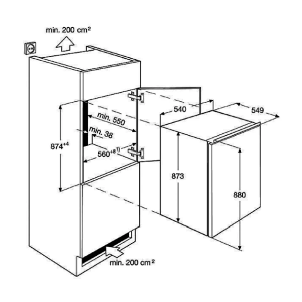 Electrolux LFB2AF88S beépíthető, Hűtő:110L, Fagyasztó:14L, hűtőszekrény (Újszerű)