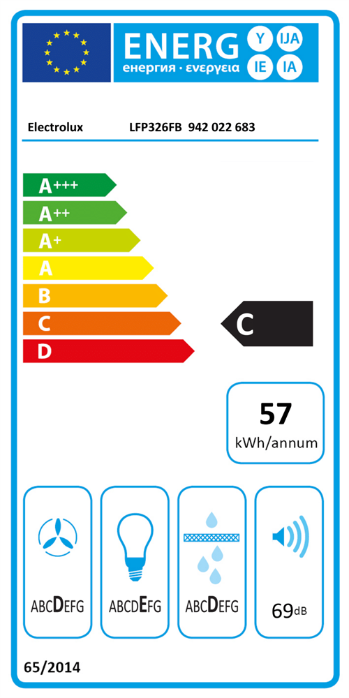 Electrolux LFP326FB fekete, beépíthető, hagyományos, méret:59,8 cm, teleszkópos, zajszint:69 dB, páraelszívó
