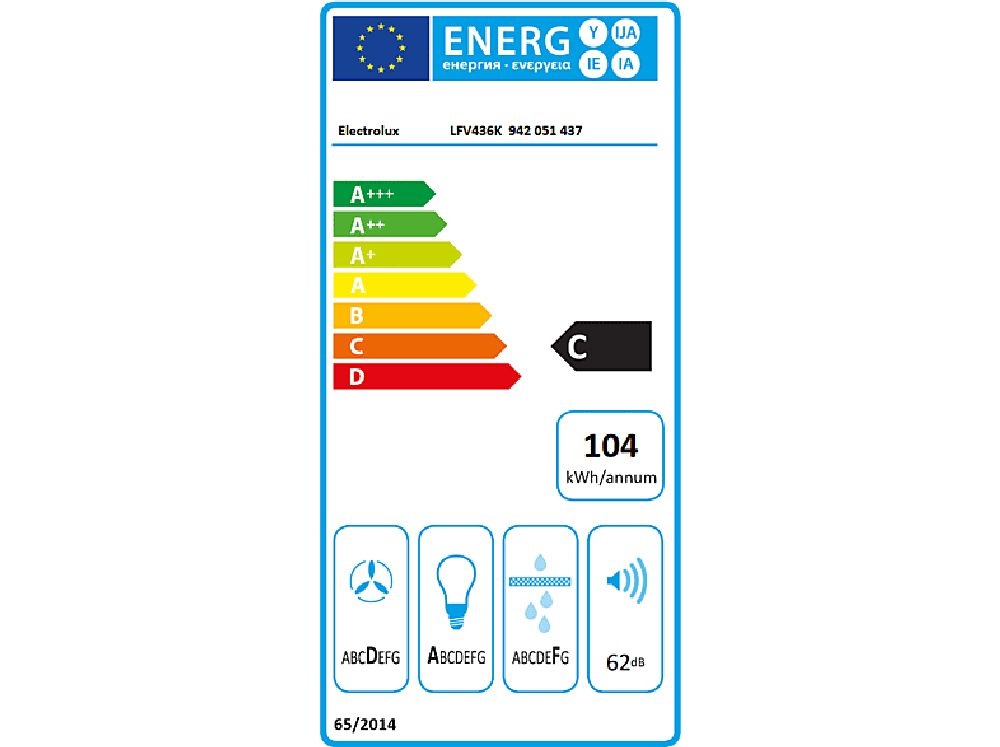 Electrolux LFV436K fekete, szabadonálló, kürtős, méret:60 cm, zajszint:62 dB, páraelszívó