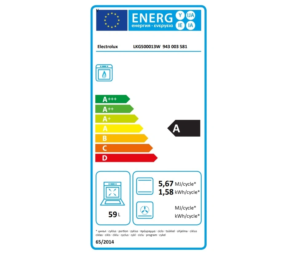 Electrolux LKG500013W fehér, szabadonálló, gáz, főzőzóna: 4, sütő:59L, tűzhely