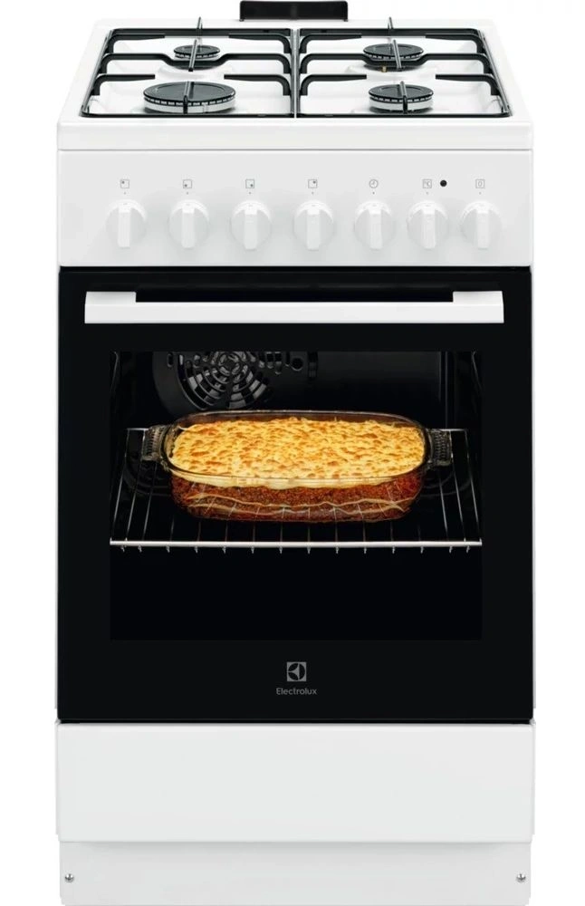 Electrolux LKK520001W fehér, szabadonálló, gáz, kombinált, főzőzóna: 4, sütő:54L, grill, tűzhely