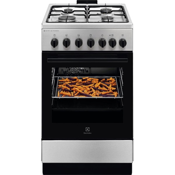 Electrolux LKK560011X SteamBake inox-fekete, szabadonálló, gáz, kombinált, főzőzóna:4, Sütő:58L, tűzhely