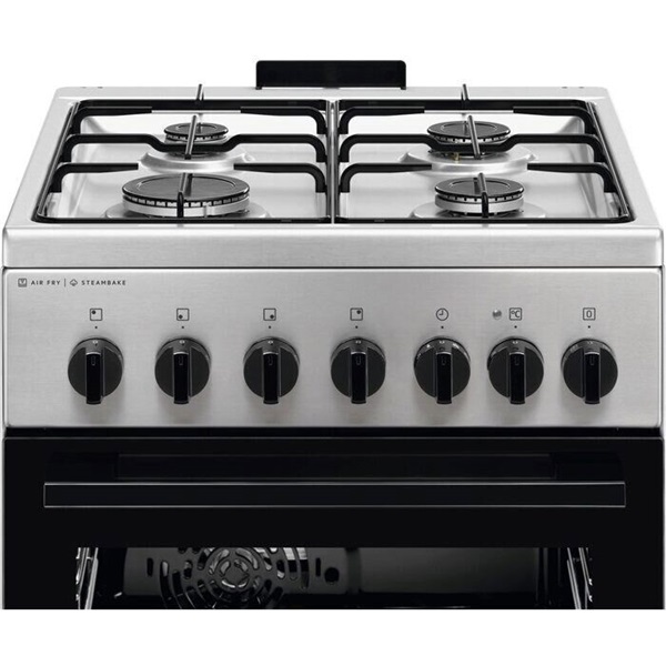 Electrolux LKK560011X SteamBake inox-fekete, szabadonálló, gáz, kombinált, főzőzóna:4, Sütő:58L, tűzhely