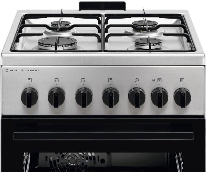 Electrolux LKK560011X SteamBake inox-fekete, szabadonálló, gáz, kombinált, főzőzóna:4, Sütő:58L, tűzhely