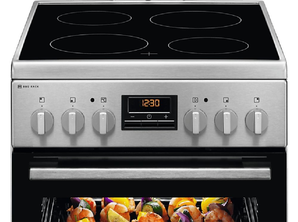 Electrolux LKR540202X inox, szabadonálló, kerámialapos, elektromos, főzőzóna: 4, sütő:57L, grill, tűzhely