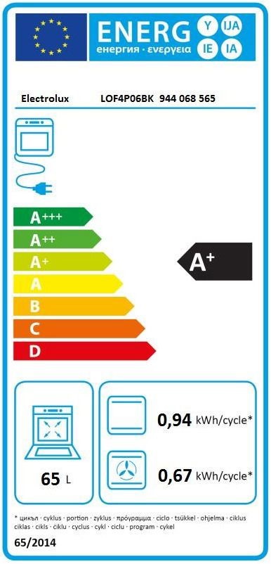 Electrolux LOF4P06BK SurroundCook fekete, beépíthető, sütőtér:65L, grill, légkeveréses sütő
