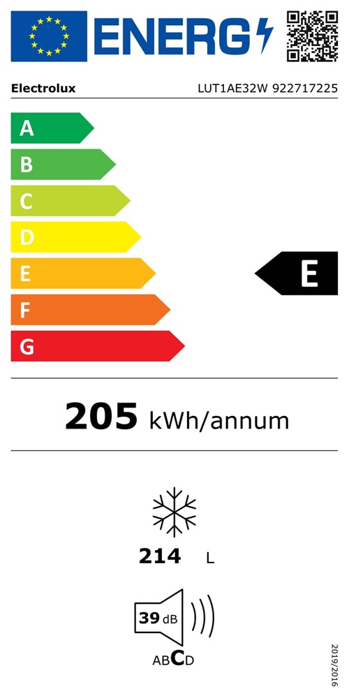 Electrolux LUT1AE32W fehér, Fagyasztó:214L, fagyasztószekrény