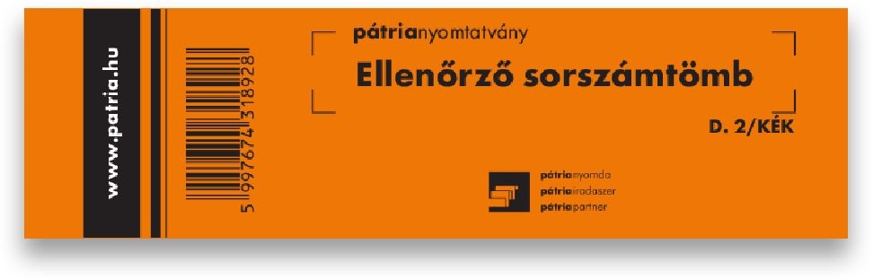 Ellenőrző sorszámtömb 100 lapos 146x40 mm kék