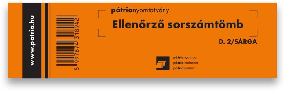 Ellenőrző sorszámtömb 100 lapos 146x40 mm sárga