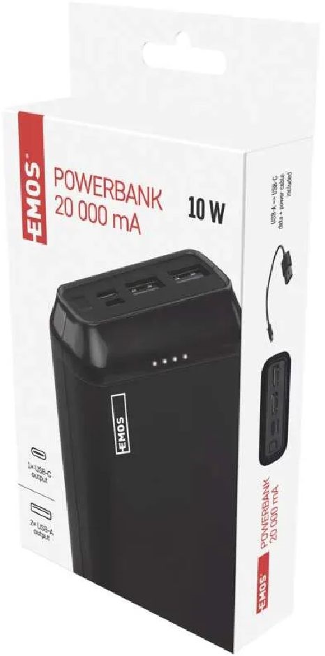 Emos B0527B ALPHA2 20, 20000 mAh, 10 W, fekete powerbank