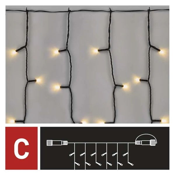 Emos D1EW01 1x2 m kültéri meleg fehér Standard LED sorolható karácsonyi fényfüggöny
