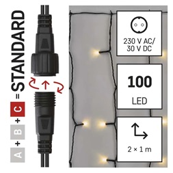 Emos D1EW01 1x2 m kültéri meleg fehér Standard LED sorolható karácsonyi fényfüggöny