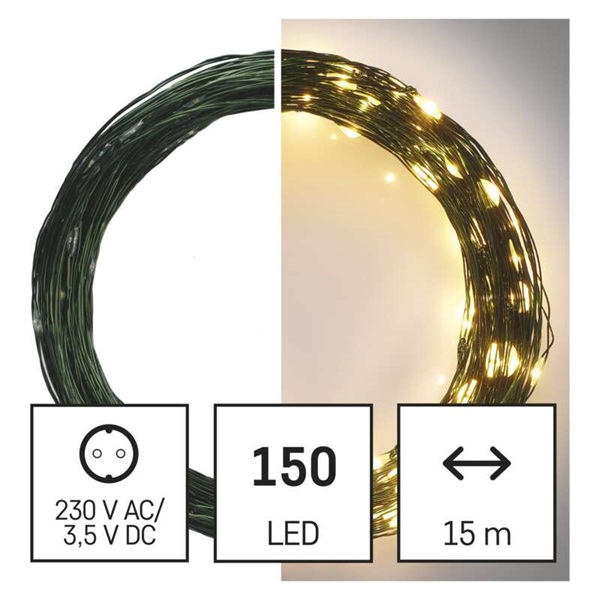 Emos D3AW05 LED 15m/150LED/kül-beltéri/időzítős/meleg fehér nano karácsonyi LED fényfüzér
