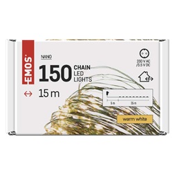 Emos D3AW05 LED 15m/150LED/kül-beltéri/időzítős/meleg fehér nano karácsonyi LED fényfüzér