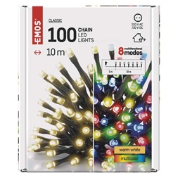 Emos D4AH01 10m/100LED/kül-beltéri/2 az 1-ben/meleg fehér/többszínű karácsonyi LED fényfüzér