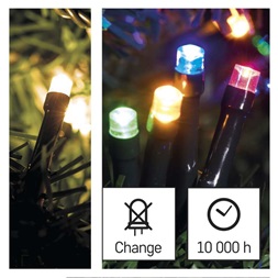 Emos D4AH01 10m/100LED/kül-beltéri/2 az 1-ben/meleg fehér/többszínű karácsonyi LED fényfüzér