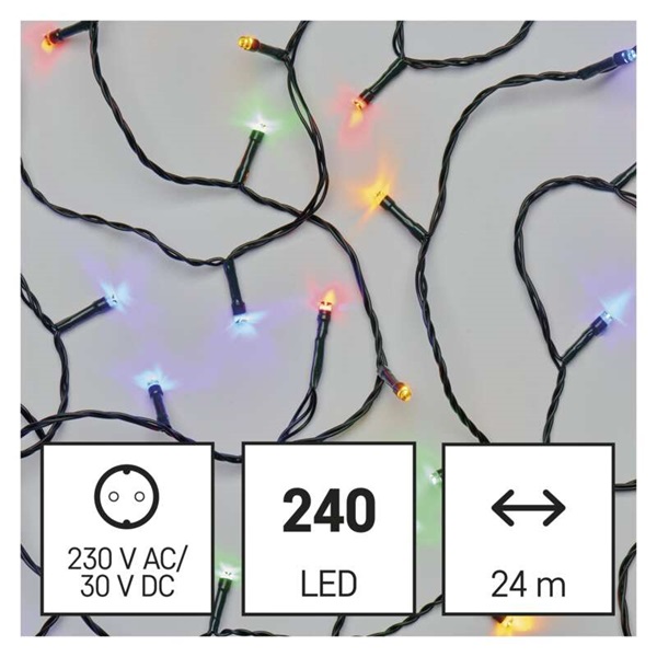 Emos D4AM05 24m/240LED/kül-beltéri/időzítős/többszínű karácsonyi LED fényfüzér