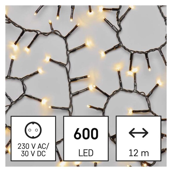 Emos D4BW03 12m/600LED/kül-beltéri/időzítős/meleg fehér/süni karácsonyi LED fényfüzér