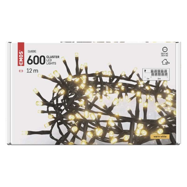 Emos D4BW03 12m/600LED/kül-beltéri/időzítős/meleg fehér/süni karácsonyi LED fényfüzér