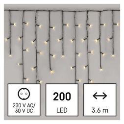 Emos D4CW01 3,6m/200LED/kül-beltéri/meleg fehér/jégcsap karácsonyi LED fényfüggöny