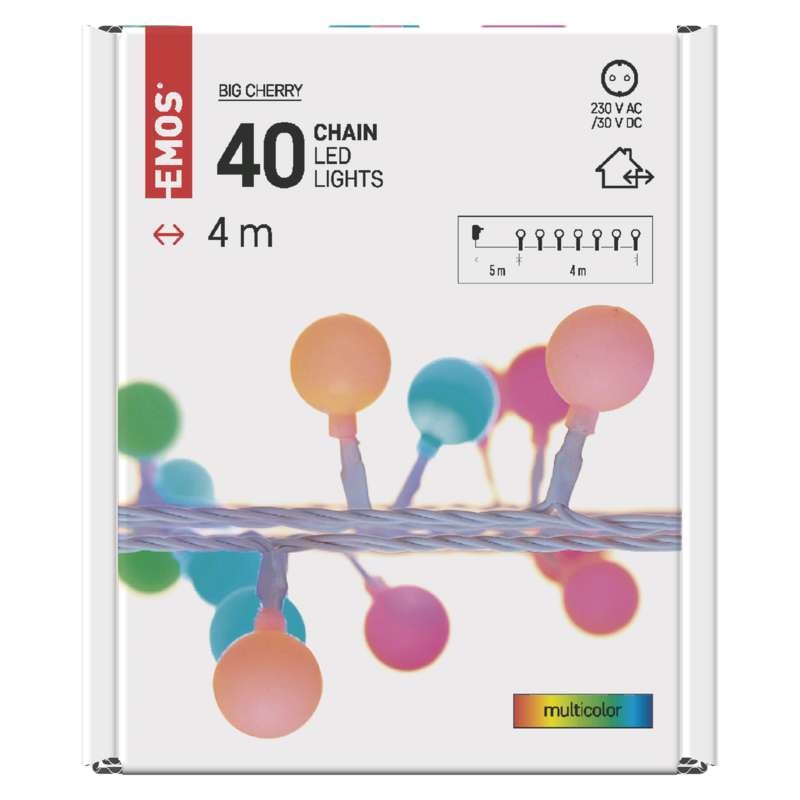 Emos D5AM01 4m/40LED/kül-beltéri/időzítős/többszínű/golyók LED fényfüzér