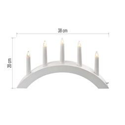 Emos DCAZ01 20x38 cm beltéri meleg fehér fa fehér ívelt gyertyatartó 5 db E10 izzóval