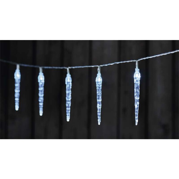 Emos DCGC01 1,35m/10LED/2xAA/beltéri/hideg fehér/időzítős/jégcsapok karácsonyi LED fényfüzér