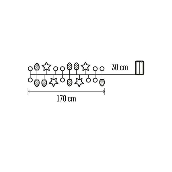 Emos DCGW04 1,7cm/20LED/2xAA/beltéri/meleg fehér/tobozok karácsonyi LED fényfüzér
