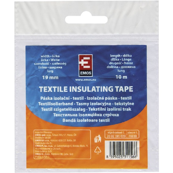 Emos F6910 19 mm x 10 m fekete textil szigetelőszalag