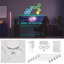 Emos GoSmart Hexagon, indító készlet, 10 rész, 19 W, RGBIC dimmelhető, WiFi LED lámpa