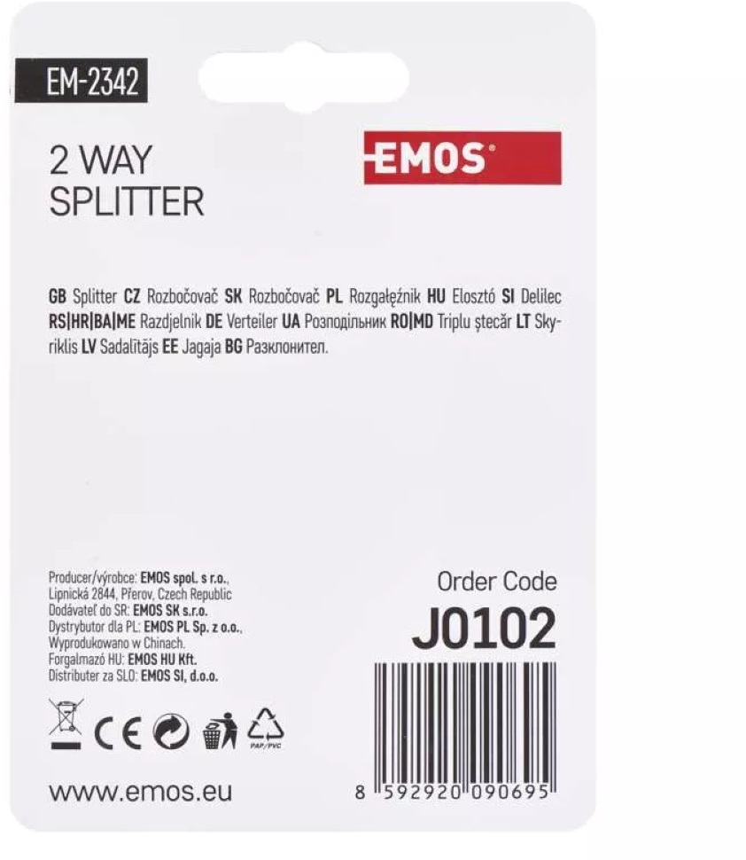 Emos J0102 EM2342 2 utas antenna elosztó
