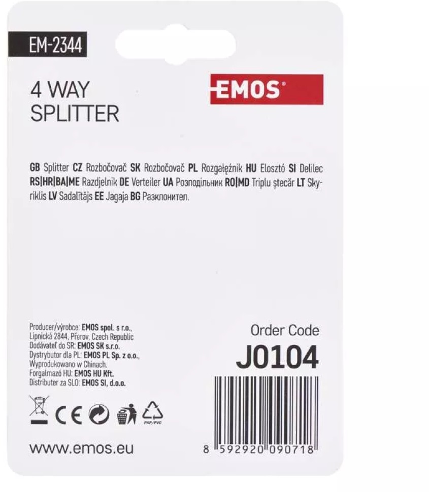 Emos EM2344 4-es F csatlakozós antenna elosztó