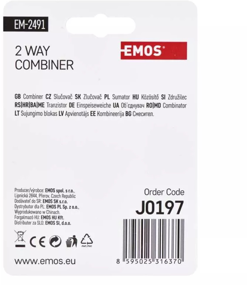 Emos J0197 EU 2491/D193 ferrites háromágú antenna közösítő