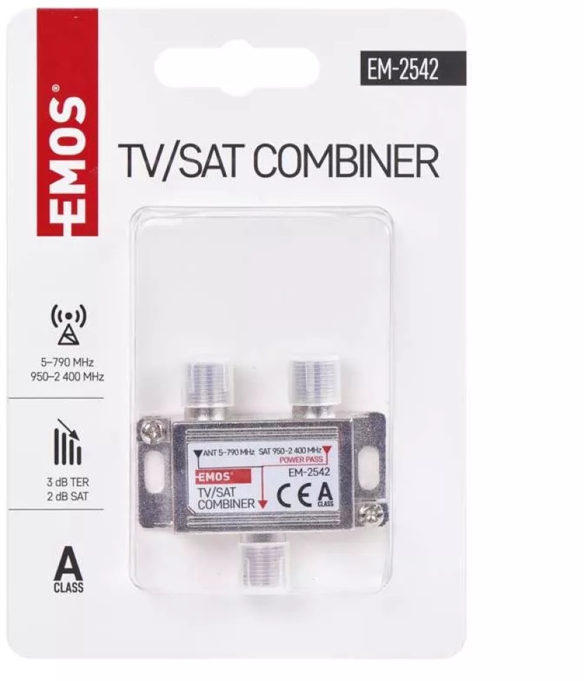 Emos J0198 EU 2491/D193 Tv/Sat háromágú antenna közösítő