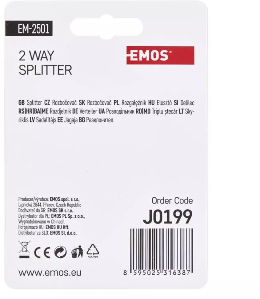 Emos J0199 EU 2501/D194 ferrites háromágú antenna elosztó