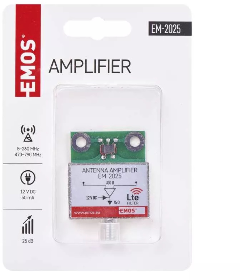Emos J5802 25dB VHF/UHF antenna előerősítő