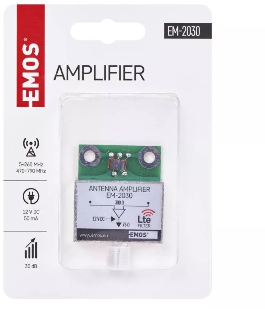 Emos J5803 30dB VHF/UHF antenna előerősítő
