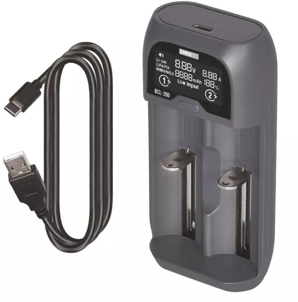 Emos N9221 BCL-20D Li-ion, LiFePO4, NiMH, NiCd univerzális akkutöltő
