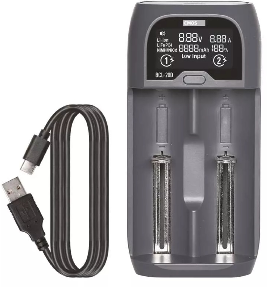 Emos N9221 BCL-20D Li-ion, LiFePO4, NiMH, NiCd univerzális akkutöltő