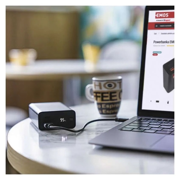 Emos NTBF20, 20 000 mAh, 65 W PD, fekete powerbank