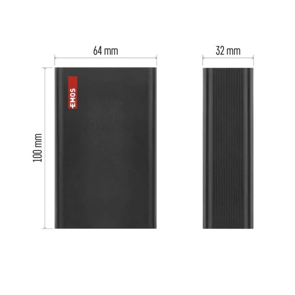 Emos NTBF20, 20 000 mAh, 65 W PD, fekete powerbank