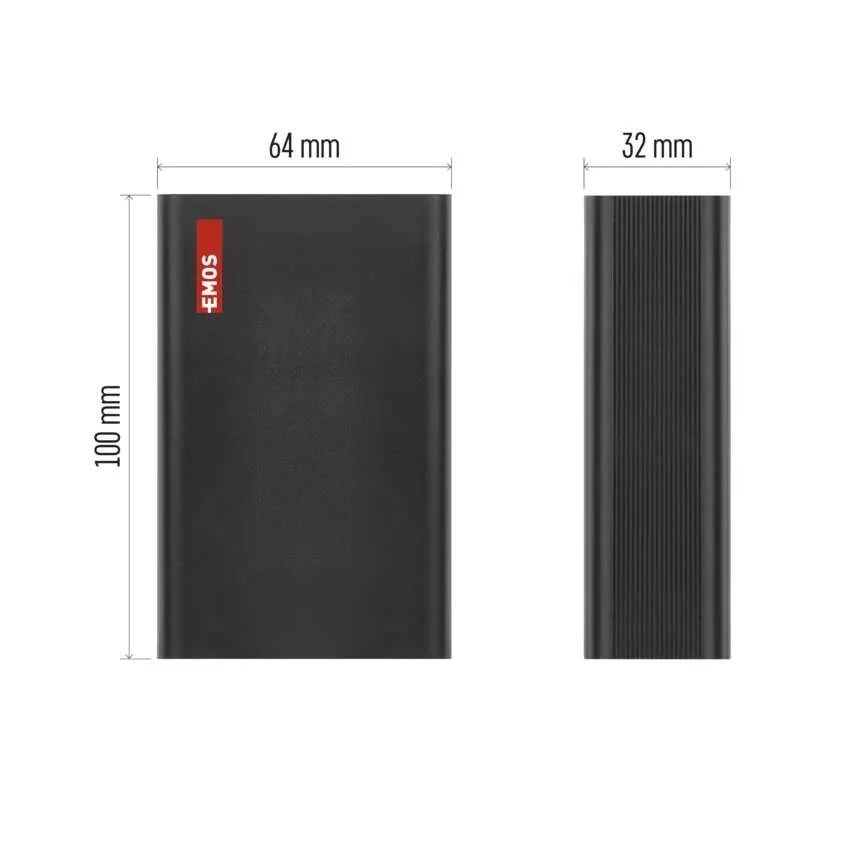 Emos NTBF20, 20 000 mAh, 65 W PD, fekete powerbank