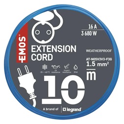 Emos P01510W Cord 10 m/1 socket/black/PVC/230 V/1,5 mm2 fagyásálló hosszabbító kábel