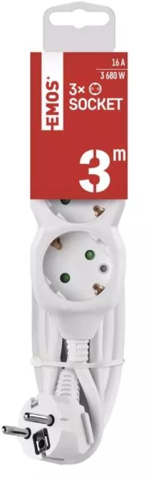 Emos P0323R 3 aljzat 3méter 1,5mm2 fehér hosszabbító