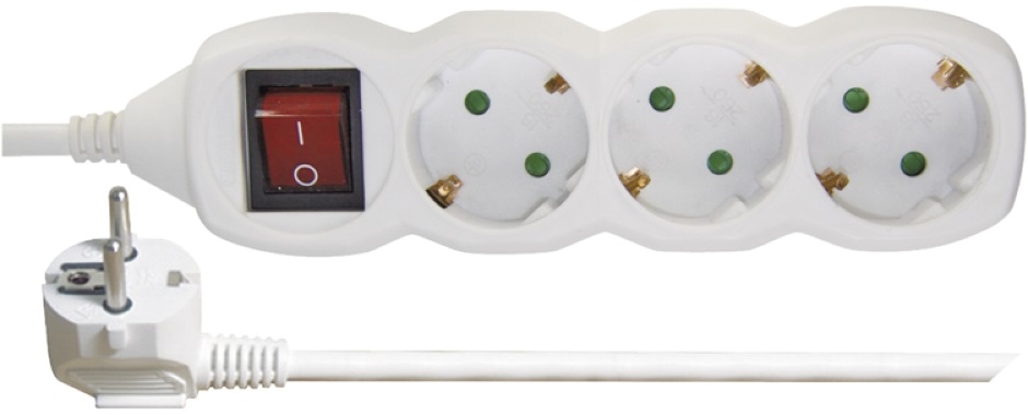 Emos P1323R 3 aljzat 3méter 1,5mm2 kapcsolós fehér hosszabbító