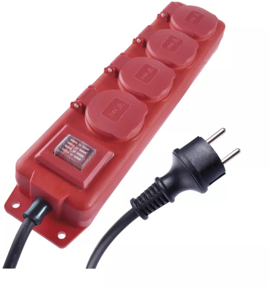 Emos P14201 4 aljzat 10méter 1,5mm2 piros kültéri hosszabbító
